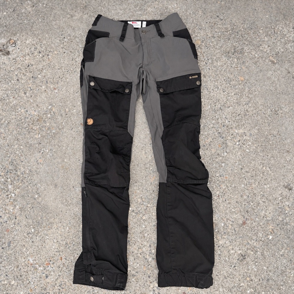 Fjallraven Keb Trousers Womens 36 US 27-28 Regular Gray Black G-1000 Hiking
